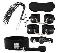 ZeeKoug Set De Couple De Ruban en Peluche Doux Noir De 7 PièCes, RéGlable Et Minceur Dynamique, Montrant Le Charme à La Mode, Un Grand Cadeau.