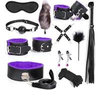 ZeeKoug Set d'entraînement de Force d'exercice en Cuir, Ensemble d'équipement d'outils de Remise en Forme, Couple Yoga intérieur Violet 11 pièces