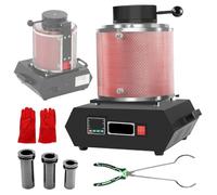 ZEEKYFOR Four électrique de Fusion d'or avec Creuset en Graphite de 1 kg/2 kg/3 kg, Kit de Four de Fusion de métaux à 1150℃ avec Grille de Protection et Affichage Numérique, 1750W