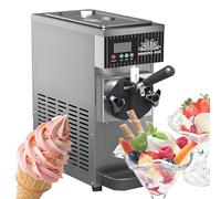 ZEEKYFOR Machine à Glace à L'italienne, Sorbetière de Comptoir avec écran LCD pour Cafés et Snacks, Débit de 4 à 8 kg/H, avec Trémie Réfrigérée de 1 L/1.2 L 3.5L Metallic