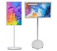 ZEEKYFOR Téléviseur Portable Intelligent FHD de 21 Pouces sur roulettes, Moniteur Tactile Portable de 7800 mAh avec Télécommande, Relevable et Rotatif 8+128G