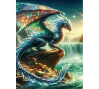 ZEELANNA DIY Dragon Peinture Diamant Painting Kit, Art du Diamant Complet Kits, Dinosaure Peinture Diamond Art Kits Strass Point de Croix Painting pour Adultes Débutants Maison Décor 30X40cm