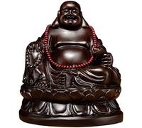 ZEELYDE Statue Bouddha,Statues de Bouddha pour la Maison Statue de Bouddha Assis en méditation Sculpture de Bouddha Maitreya Figurine de Bouddha Heureux Sculpté à la Main en Bois d'ébène Bouddha ria