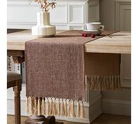 ZeeMart Chemin de Table Marron de 122 cm de Long, en Toile de Jute de Style Rustique et Rustique, Petit Chemin de Table Basse bohème, 33 x 122 cm, Marron
