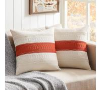 ZeeMart Lot de 2 Housses de Coussin décoratives en Coton de Style Rustique et bohème pour canapé, lit, Salon, décoration d'intérieur - 45,7 x 45,7 cm, Orange brûlé