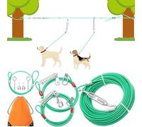 ZEEMIAS Long câble d'attache pour chien, robuste et anti-mastication avec laisse de chariot de 3 m et 4,5 m - Câble de couloir d'extérieur pour cour, camping à l'extérieur - Convient aux chiens de