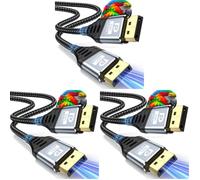 ZEENVIC Câble Displayport 1.4 3M - 8K Câble DP 8K@60Hz, 4K@165Hz,2K@240Hz/165Hz/144Hz, HBR3 32.4Gbps, HDR, DSC 1.2, HDCP 2.2, G-Sync&FreeSync, pour Carte Graphique, Moniteur de Jeu (Lot de 3)