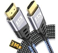 ZEENVIC Câble HDMI 2.1 8K, 48 Gbit/s Câble HDMI 3Mètres pour Gaming & Cinéma Maison, Prend en charge 8K@60Hz 4K@120Hz 144Hz, eARC HDR, Compatible avec PS5 Xbox TV Monitor