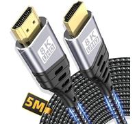 ZEENVIC Câble HDMI 2.1 8K, 48 Gbit/s Câble HDMI 5Mètres pour Gaming & Cinéma Maison, Prend en charge 8K@60Hz 4K@120Hz 144Hz, eARC HDR, Compatible avec PS5 Xbox TV Monitor