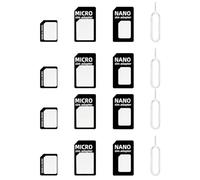 Zeeorymn Adaptateur Carte SIM 4 in1, 4 Set SIM Nano Adaptateur de Carte,Nano SIM Cartes Kit et Epingle D'ejection,Conversion Facile,pour Smartphones.