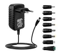 Zeeorymn Adaptateur Secteur 12V 2A,Alimentation 12V, 1.4M Fil,avec Prise de 5,5 mm,Chargeur AC/DC,Pourvu de 8 adaptateurs de Prise 2000mA 1000mA 500mA convertisseur Chargeur AC-DC (~2A)