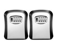 Zeeorymn Boîte à clés à combinaison à 4 chiffres, pack de 2, noir/gris, 9,5 x 4,5 x 11,5 cm, usage intérieur/extérieur