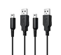 Zeeorymn Chargeur 3DS,Câble de Chargeur pour 3DS XL/3DS XL/New 2DS XL/2DS/Dsi XL,1,2m/ 3,9ft Câble Charge ur USB d'alimentation USB 2pcs Noir