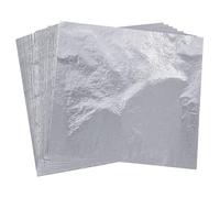 Zeeorymn Feuilles d'Or Imitation,100 Pièces Feuilles D'or B, peut être Utilisépour Artisanat,Décoration de Meubles,la Peinture à la Feuille D'or,8cm x 8,2cm(Argenté)