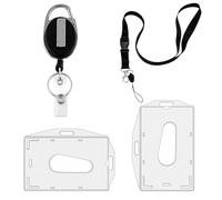 Zeeorymn Porte Badge Vertical avec Cordon,Porte Carte Transparent Dur avec Fente Pour Le Pouce,Cartes de Protection pour Cartes D'identité, Cartes de Crédit, Laissez - Passer.