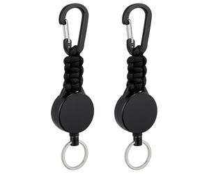 Zeeorymn Porte-clés Extensibles,Porte Badges Mousqueton,Enrouleur Retractable de 60cm avec Ressort Renforcé et Résistant Pour Porte-cartes, Porte-badge d'identité（2Pcs）