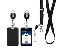 Zeeorymn Un kit de Porte-badge avec 360° cordon réglable et clip tournant - Porte-cartes d'identification professionnel - Compatible avec badges, clés, Noir