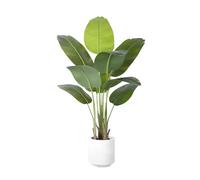 ZEEOZE Plante Artificielle Oiseau de Paradis 120cm Bananier Artificiel avec 9 Feuilles pour Plantes Artificielles Interieur Exterieur avec Pot Blanc pour Decoration Maison en Salon Bureau Jardin Deco