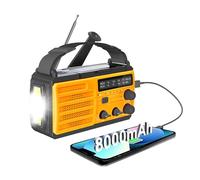 Zeerkeer Radio Dynamo Survie Solaire 3 Modes de Recharge avec 8000mAh Power Bank, SOS Alarm, Lampe De Lecture 1W - Écouteurs Compatibles, Bracelet de Survie (Plus Boussole)