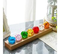 ZEERSHEE Boule de cristal chakra 7 couleurs avec base en bois LED 40 mm Veilleuse Décoration d'intérieur Cadeau pour maman