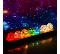 ZEERSHEE Boule de cristal chakra 7 couleurs avec base en bois LED 40 mm Veilleuse Décoration d'intérieur Cadeau pour maman