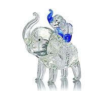 ZEERSHEE Crystal Elephant Figurine Mother Baby Elephants with Trunk Up Crystal Animal Collectibles Figurines Art Glass Elphant Ornaments Paperweights Birthday Mother's Day Lucky Gifts for Women Mum