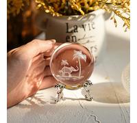 ZEERSHEE Figurines en verre 3D en forme d'éléphant laser avec support, décoration de table, presse-papiers en verre pour enfants et femmes
