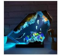 Zeetan Lampe De Chevet USB en Résine Époxy, Lumières D'Océan LED Faites À La Main, Ornements De Bureau De Chambre À Coucher,6 * 4in