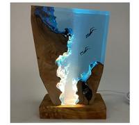 Zeetan Lumières De Plongeur De L'Océan LED À La Main, Lampe De Table De Chevet USB en Résine Époxy, Ornements d'art De Bureau Cadeau pour Chambre De Bureau Cadeau De Pâques De Noël,8 * 5in
