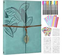ZEEYUAN Album Photo Scrapbook DIY kit en Cuir Album Photo Pages Vierges 80 Pages pour Lui Elle Feuille Bleu Clair