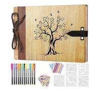 ZEEYUAN Album Photo Scrapbooking 80 Pages en Bois Arbre Livre Photo Scrapbooking Kit pour Album de Famille,Mariage,Voyage,Anniversaire