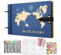 ZEEYUAN Album Photo Scrapbooking Mappemonde en Bois 60 Pages Livre Photo Scrapbooking Kit pour Album de Famille,Mariage,Voyage,Anniversaire