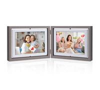 ZEEYUAN Cadre photo double rotatif 17,8 x 12,7 cm, horizontal rotatif à 360°, affichage de table en bois
