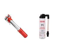 Zéfal Air Profil Micro - Mini Pompe Aluminium vélo de Route & Repair Spray - Bombe Anti Crevaison Pneu Vélo - Réparation Rapide Crevaison - Presta et Shrader - Made in France - 100 ML, Noir