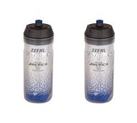 ZEFAL Pack Arctica 55 - Lot de Deux Bidons Vélo 550 ML - Gourde Vélo Isotherme - Inodore et Etanche - Bidon Sport sans BPA - Argent/Bleu