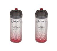 ZEFAL Pack Arctica 55 - Lot de Deux Bidons Vélo 550 ML - Gourde Vélo Isotherme - Inodore et Etanche - Bidon Sport sans BPA - Argent/Rouge