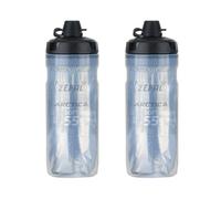 ZEFAL Pack Arctica 55 Soft-Cap avec Protéction No Mud - 2 x Bidon Vélo 550 ml - Gourde Vélo Isotherme Inodore et Etanche avec Protection contre Boue - Bidon Sport sans BPA - Noir/Argent - 2 x 550 ml