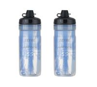 ZEFAL Pack Arctica 55 Soft-Cap avec Protéction No Mud - 2 x Bidon Vélo 550 ml - Gourde Vélo Isotherme Inodore et Etanche avec Protection contre Boue - Bidon Sport sans BPA - Bleu/Argent - 2 x 550 ml