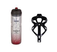 ZEFAL Pack Arctica 75 Argent-Rouge et Pulse B2 Noir - Pack Hydratation avec Bidon Vélo Isotherme et Porte Bidon Velo - Porte Gourde Velo avec Gourde Eau - 146 g