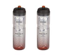 ZEFAL Pack Arctica 75 - Lot de Deux Bidons Vélo 750 ML - Gourde Vélo Isotherme - Inodore et Etanche - Bidon Sport sans BPA - Argent/Orange