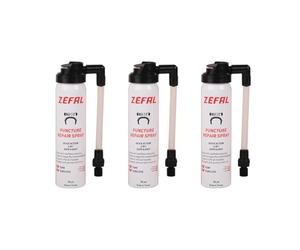 ZEFAL Pack Repair Spray 3x 75 ml - 3 x Bombe Répare Pneus Vélo - Gonfle et Répare Vélo - Schrader, Presta et Dunlop - 3 bouteilles de 75 ml