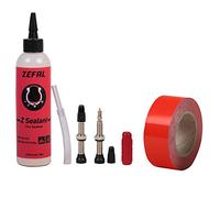 ZEFAL Tubeless Kit - Kit conversion pneu tubeless - bandes autocollantes + préventif anti-crevaison + valves coniques + démonte-obus
