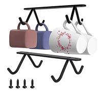 Zefeng 2 Pièces Étagère Tasses à Vin Verres Rangement, Porte Tasse Suspendu Durable, Porte Tasses en Métal brancher, Support de Tasse Sous l'Armoire, pour 4 Tasse de Bière Tasse à Vin Ustensiles