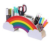 Zefeng Organisateur de Bureau Enfant, Porte-Stylo en Bois, Pot à Crayons Créatif, 6 Emplacements, pour Fournitures de Bureau et Pinceaux de Maquillage