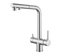 Zeffrary Robinet de cuisine à 3 voies - Pivotant à 360° - Avec bec flexible - En acier inoxydable - Chromé