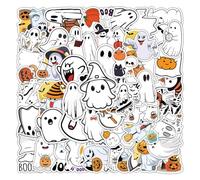 Zegaqae Autocollants Halloween pour, 50 Pièces Autocollants Mignons Fenêtre Halloween, Décalcomanie Cartoon pour Téléphones Mobiles Vitre de Voiture Porte Fête Gourdes Bagages Tasses