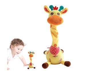 Zegaqae Jouet Girafe Parlante,Peluche Musicale Interactive pour - Figurine Peluche Rechargeable et Dansante,Activités Extérieures Voyage Pique-Nique pour 1-3 Ans