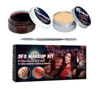 Zegaqae Kit de Maquillage Effets Spéciaux | Kit de Maquillage Effets Spéciaux 2 en 1 pour Halloween,Body Painting Réaliste pour Peau Blessure Sourcil Zombie Carnaval Costume Cosplay Fête Théâtre