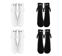 Zehan Zitong 4PCS Couple Tenant Les Mains Chaussettes,Chaussette Magnétique,Chaussettes Magnétiques Amusantes,Chaussettes Aimantées Couple pour Homme et Femme