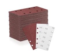 ZEHIQ Lot de 100 feuilles abrasives - 93 mm x 185 mm - Grain 60 - 8 trous - Papier de verre avec velcro - Différents accessoires - Matériaux pour ponceuse orbitale